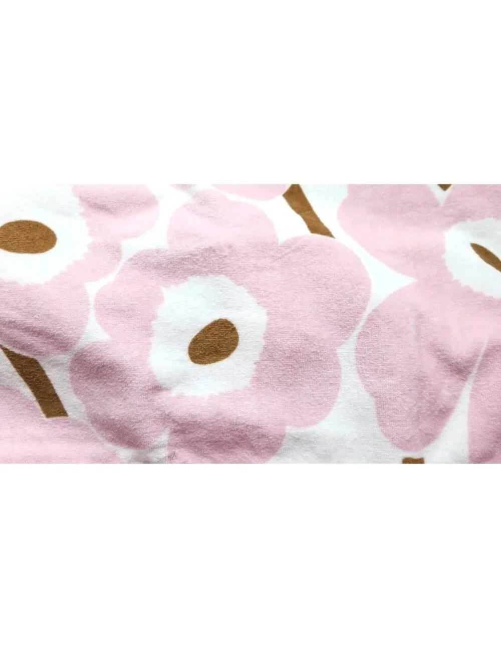 Marimekko Unikko Pink White Floral Bath Towels 100% Cotton SET 2 Finland